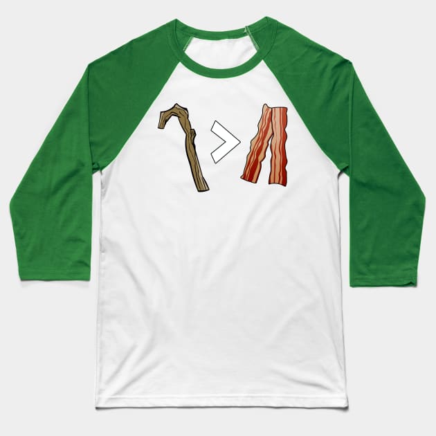 My Stick is Better than Bacon - equation Baseball T-Shirt by Rackham